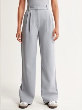 Abercrombie & Fitch Curve Love A&F Sloane Tailored Pants - Light Grey